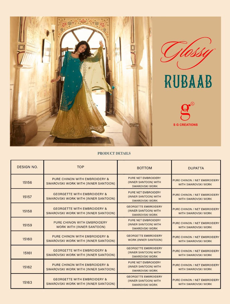 Glossy Rubaab Pure Chinon Fancy Partywear Designer Salwar Kameez