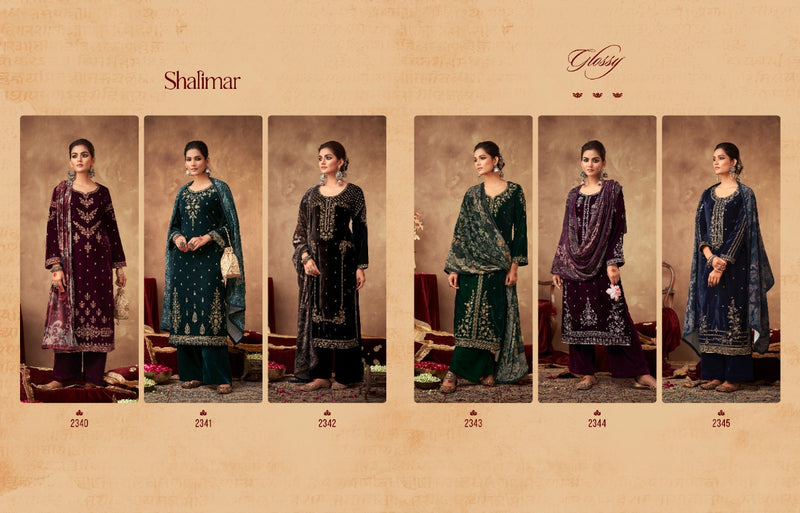 Glossy Shalimar Velvet Dyed With Embroidery Work Salwar Suit
