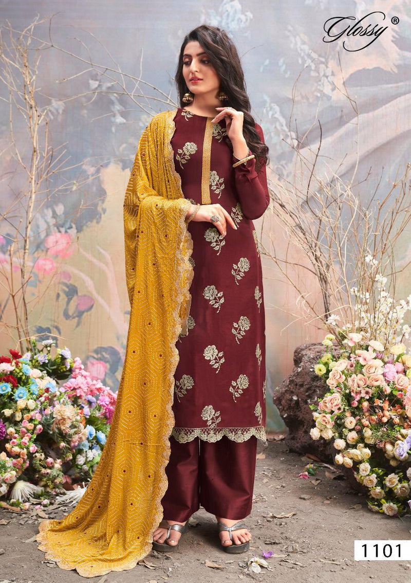 Glossy Shahida Pure Viscose Sequence Work Embroidered Salwar Kameez
