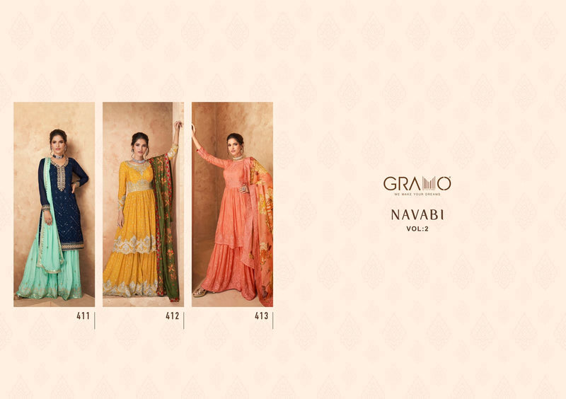Gramo Navabi Vol 2 Fqaux Georgette Fancy Salwar Suit