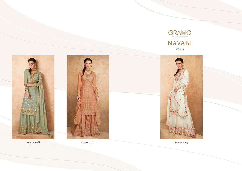Gramo Navabi Vol 3 Real Georgette Heavy Embroidery Work Salwar Suit