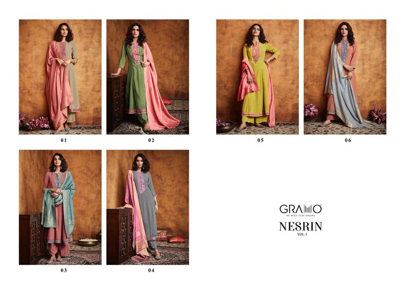 Gramo Nesrin Fiona Silk Heavy Work Designer Wear Kurti Collection
