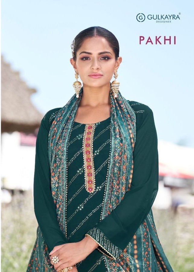 Gulkayra Designer Pakhi Real Georgette Embroidery Work With Digital Print