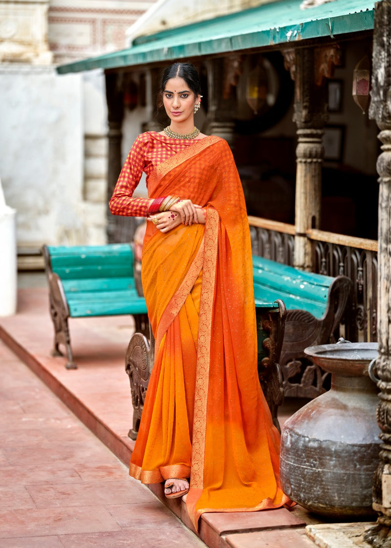 Gulmohar By Kashvi Creation Georgette With Gold Zari Treditional Wear Exclusive Fancy Sarees