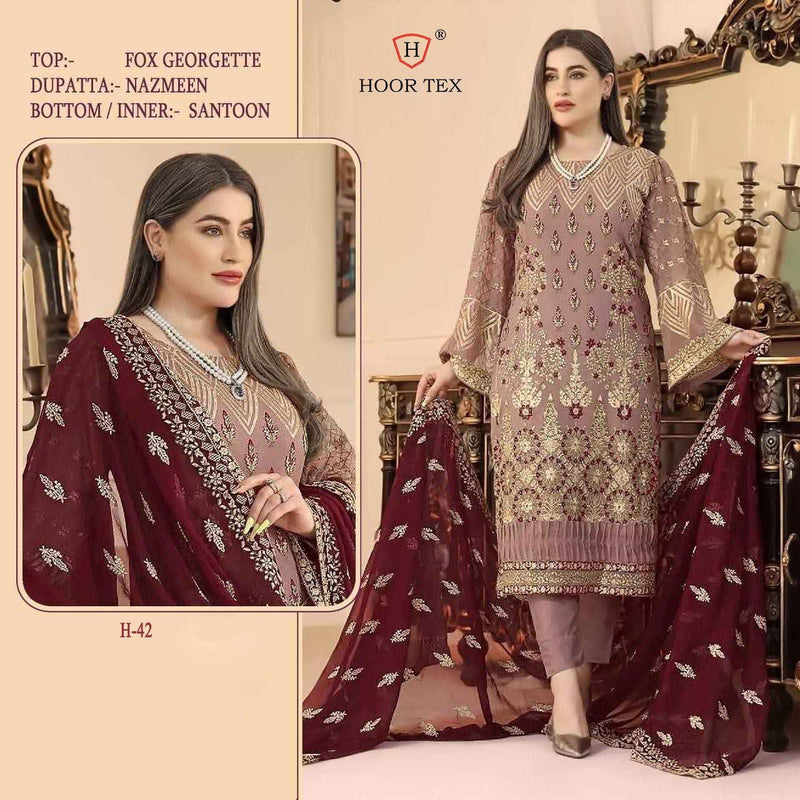 Hoor Tex Dno H 42 Georgette With Beautiful Embroidery Work Stylish Designer Wedding Look Salwar Kameez