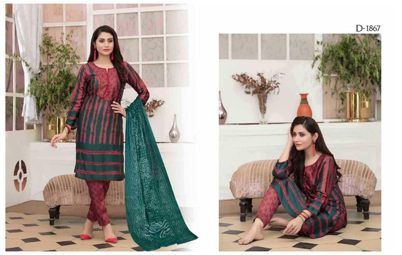 Hala Tie And Dye Pure Cotton With Karachi Printed Work Stylish Designer Pakistani Salwar Kameez