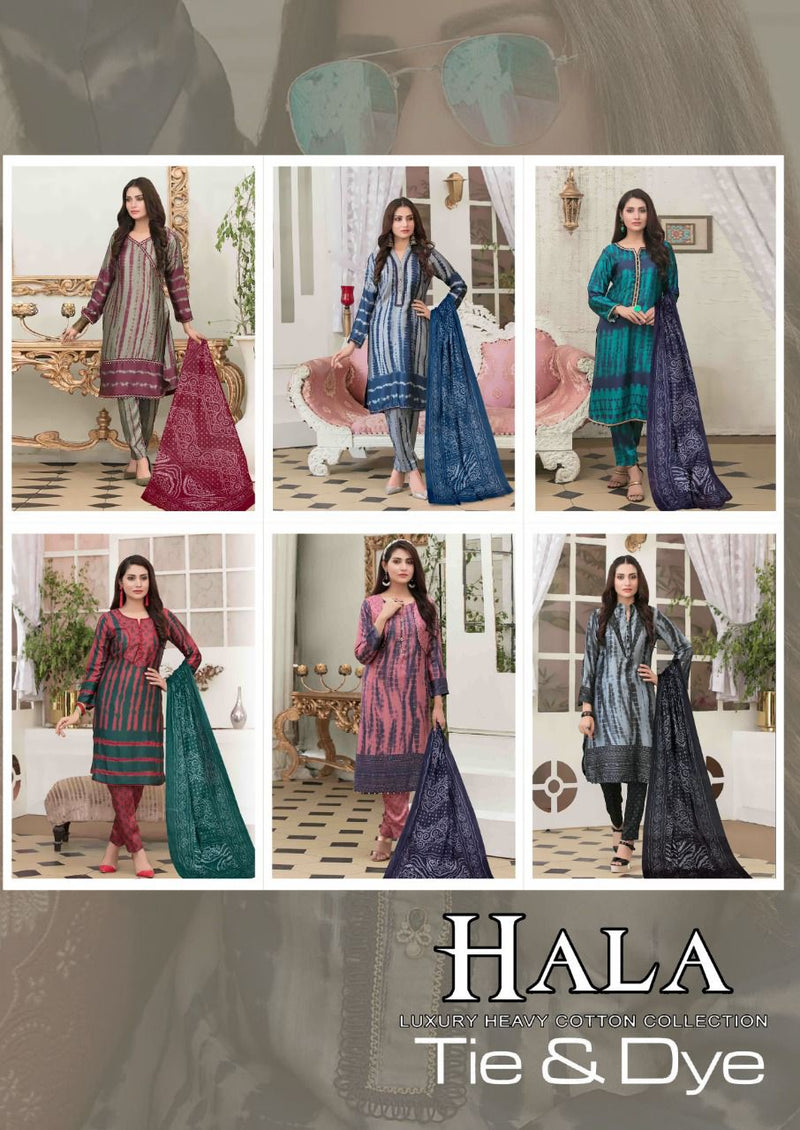 Hala Tie And Dye Pure Cotton With Karachi Printed Work Stylish Designer Pakistani Salwar Kameez