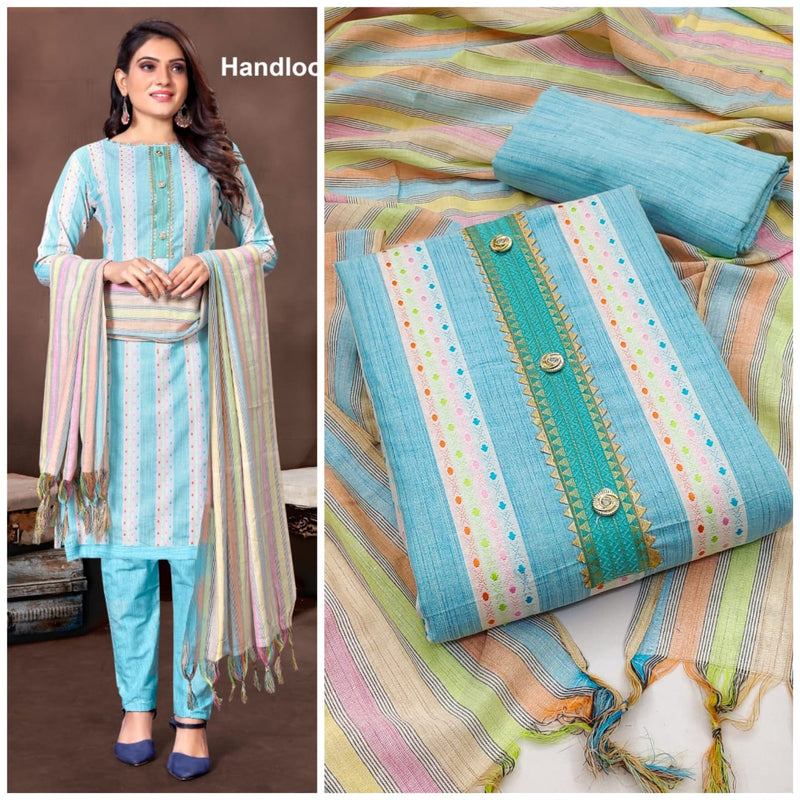 Handloom cotton silk 3 piece Suit Material | Handloom | Jamdani suit | Sico  | Hand Weaved - YouTube