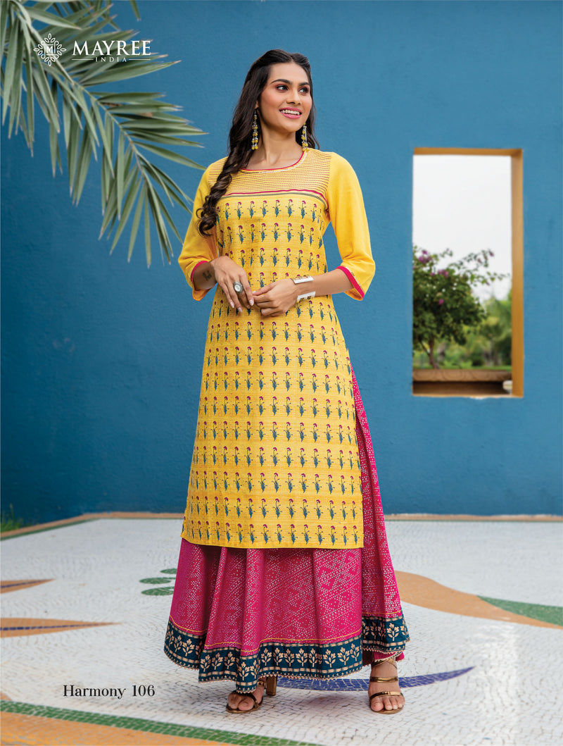 Mayree India Harmony Muslin Fancy Stylish Festive Wear Kurtis With Skirt