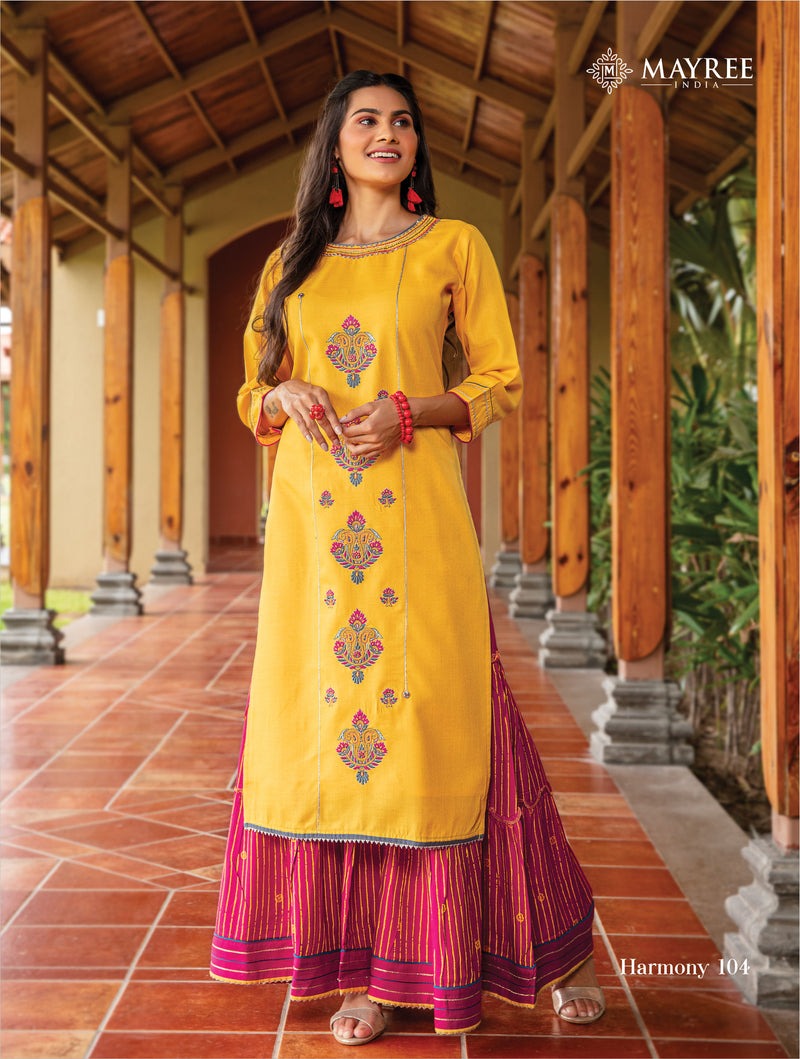 Mayree India Harmony Muslin Fancy Stylish Festive Wear Kurtis With Skirt