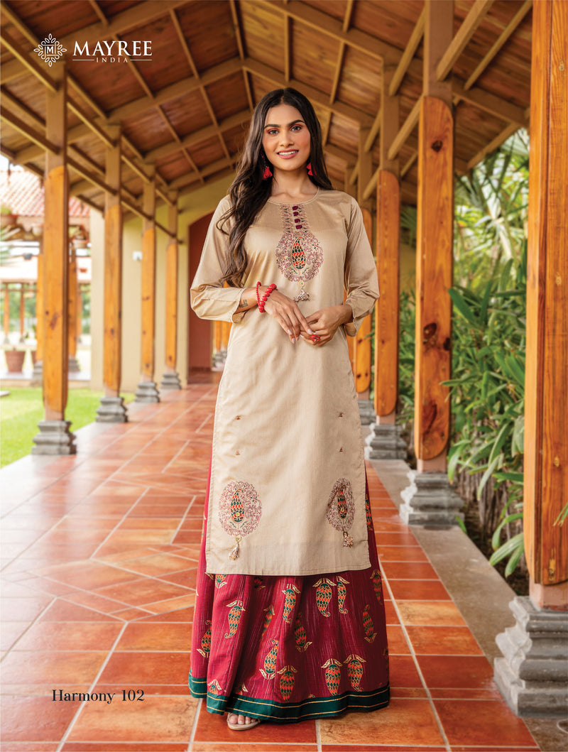 Mayree India Harmony Muslin Fancy Stylish Festive Wear Kurtis With Skirt