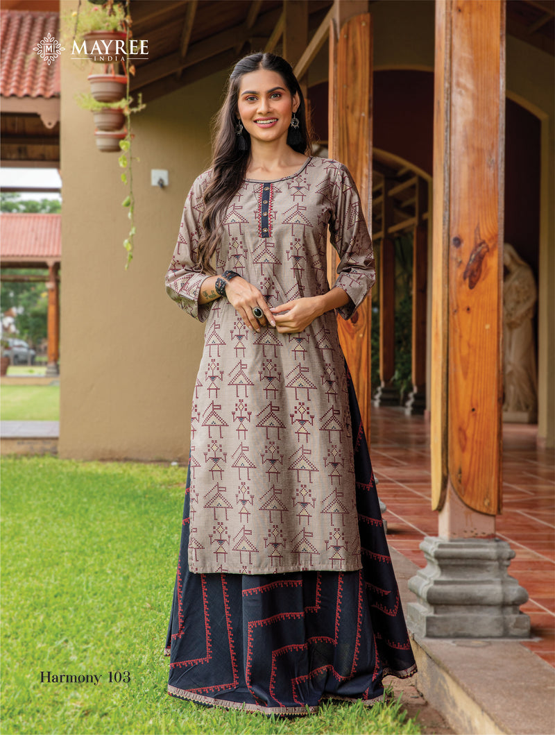 Mayree India Harmony Muslin Fancy Stylish Festive Wear Kurtis With Skirt