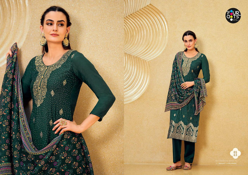 Four Dots Hasrat Viscose Muslin Party Wear Salwar Suits With Embroidery & Sequins Work