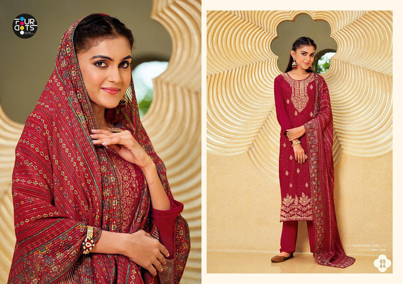 Four Dots Hasrat Viscose Muslin Party Wear Salwar Suits With Embroidery & Sequins Work