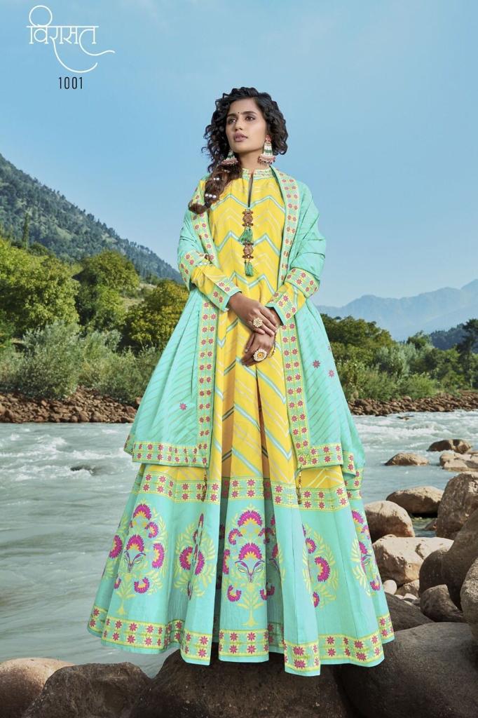 Virasat Heer Readymade Silk Long Gown Style Designer Wedding Wear  Suits