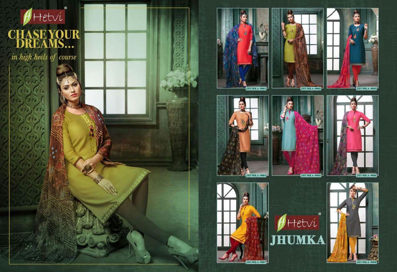 Hetvi Fashion Jhumka With Palin Work Fancy Designer Kurtis In Jam Satin