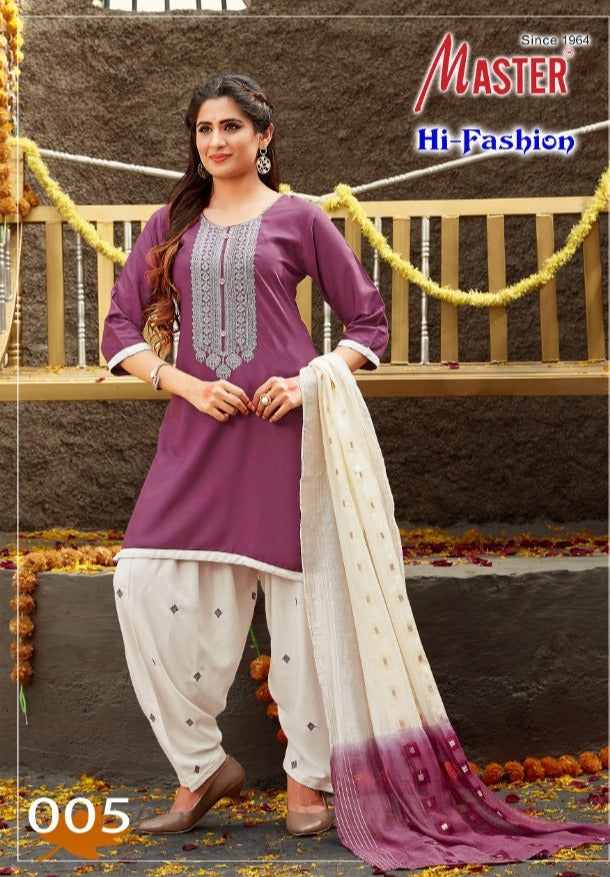 Master Hi Fashion Rayon Patiyala Style Festive Wear Ready Made Salwar Suits
