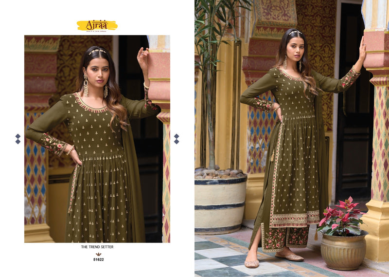 Ajraa Hiva Vol 7 Real Georgette Multi Embroidery Sequence Work Nyra Cut Partywear Designer Kurti