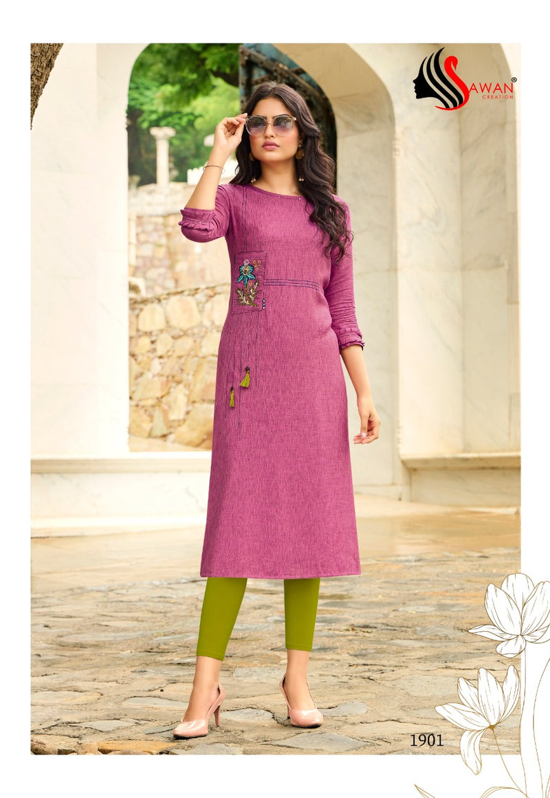 Sawan Creation Honey Vol 19 Rayon Embroidered Fancy Party Wear Kurtis