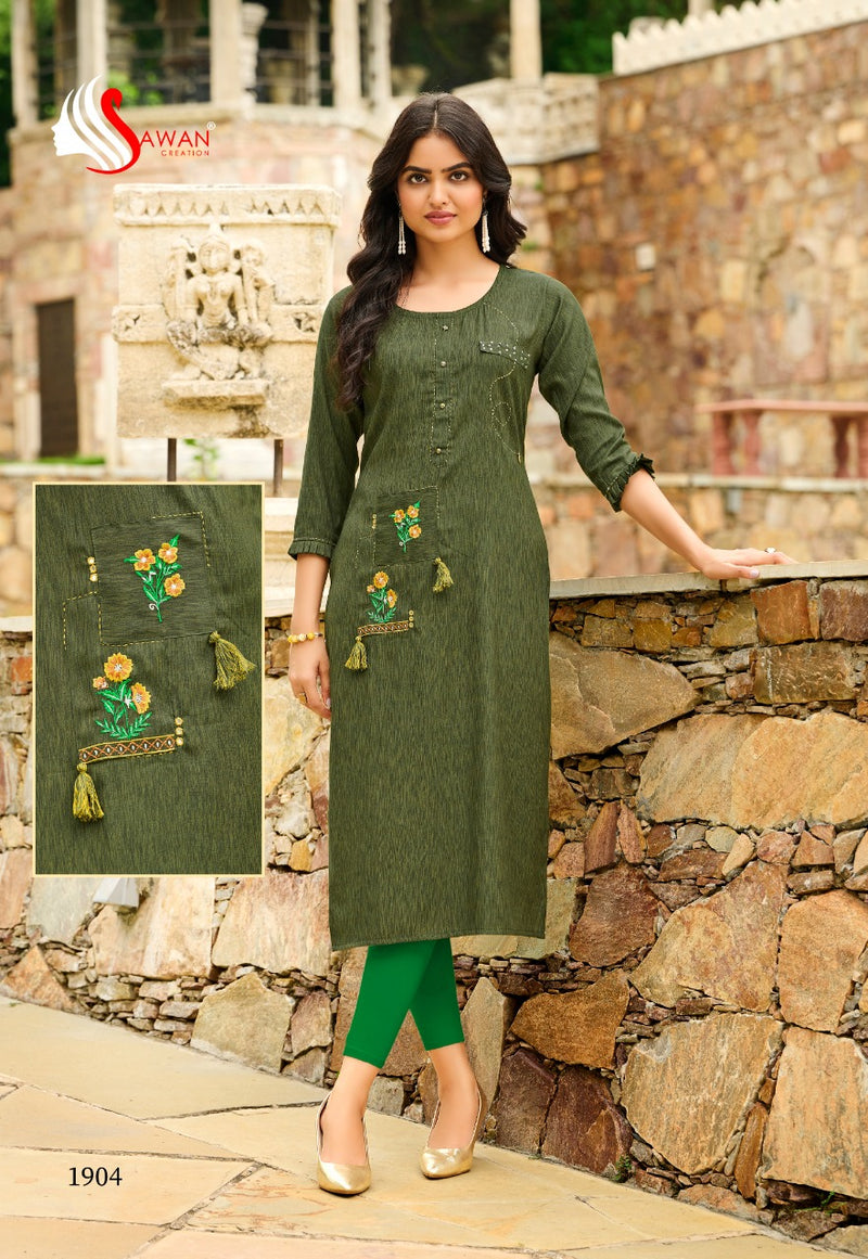 Sawan Creation Honey Vol 19 Rayon Embroidered Fancy Party Wear Kurtis