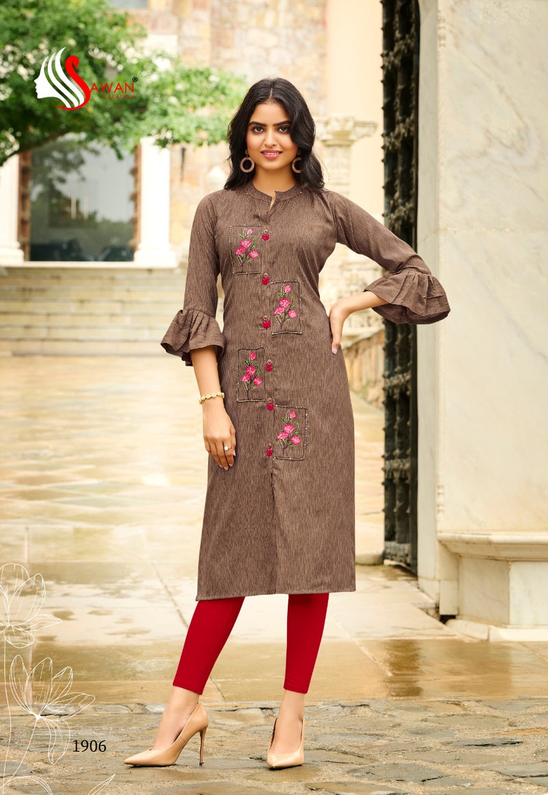 Sawan Creation Honey Vol 19 Rayon Embroidered Fancy Party Wear Kurtis