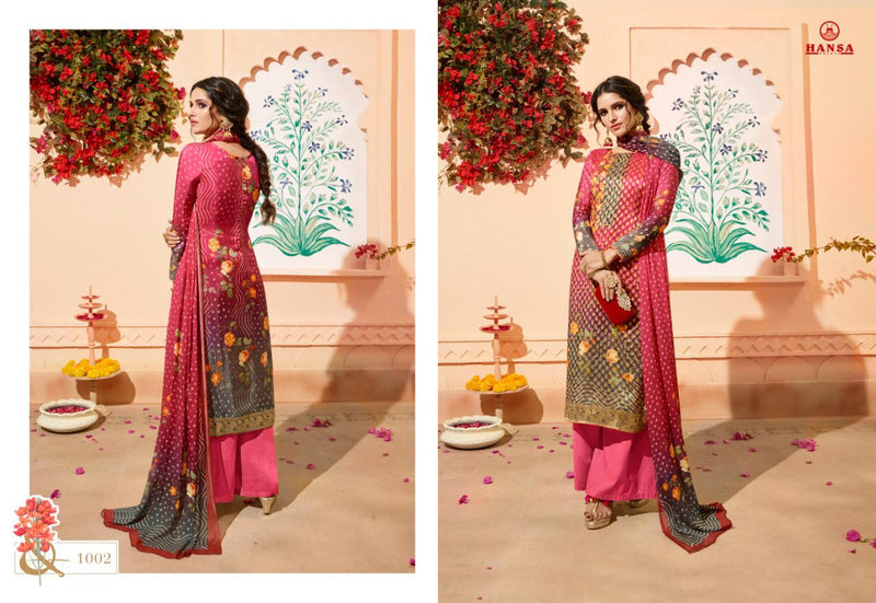 Hansa Husna Banaras Panchi Fabric With Digital Print Work Salwar Suit In Dola Jacqurad
