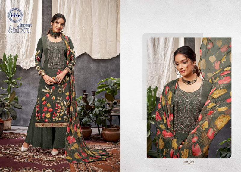 Harshit Fashion Hub Aabru Pure French Crep Digital Print Embroidered Work Salwar Suit