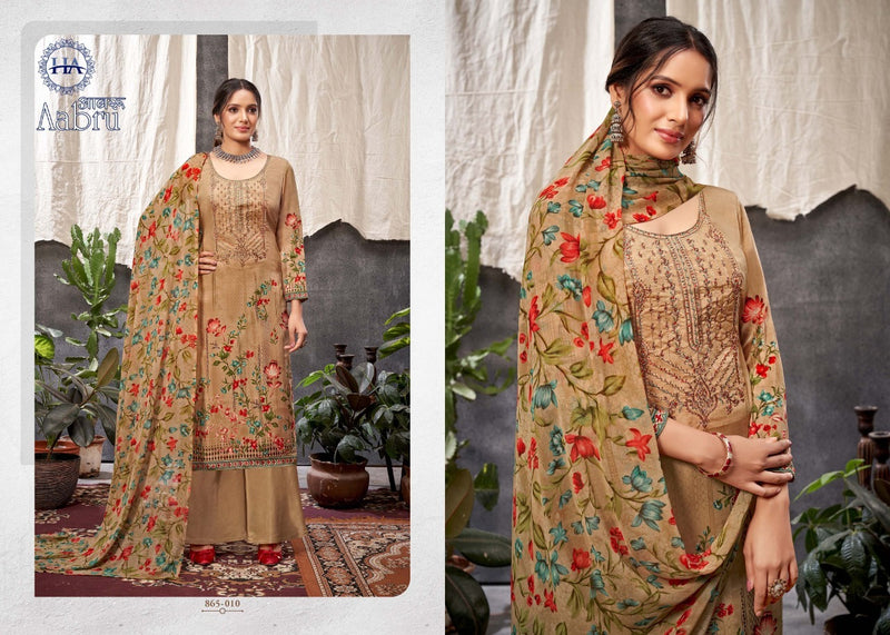 Harshit Fashion Hub Aabru Pure French Crep Digital Print Embroidered Work Salwar Suit