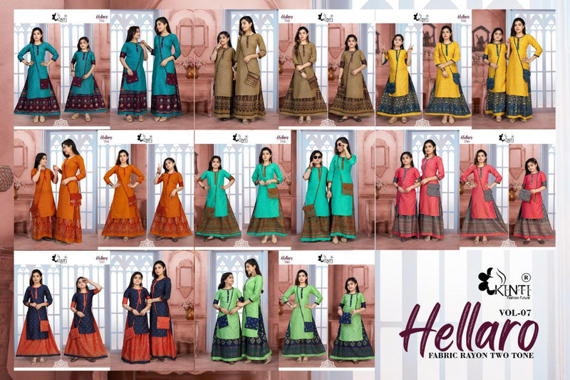 Hellaro Vol 7 By Kinti Fashion Pure Rayon Foil Printed Exclusive Designer Readymade Skirts With Kurta