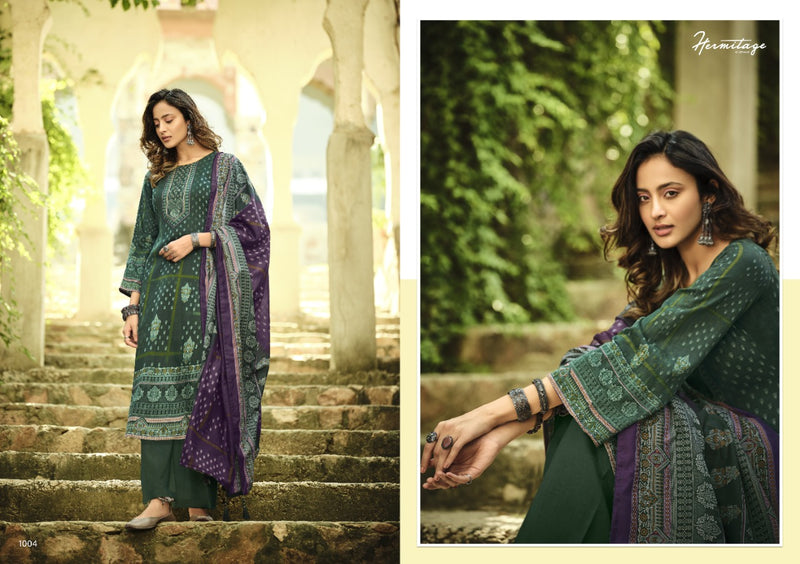 Hermitage Zara Cotton Satin Print Heavy Designer Wear Salwar Kameez
