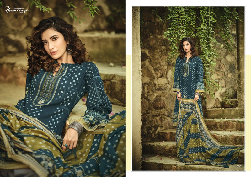 Hermitage Zara Cotton Satin Print Heavy Designer Wear Salwar Kameez