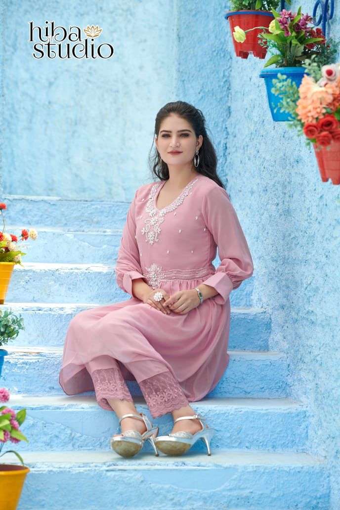 Hiba Studio Lpc Vol 42 Heavy Georgette Stylish Designer Pakistani Kurti