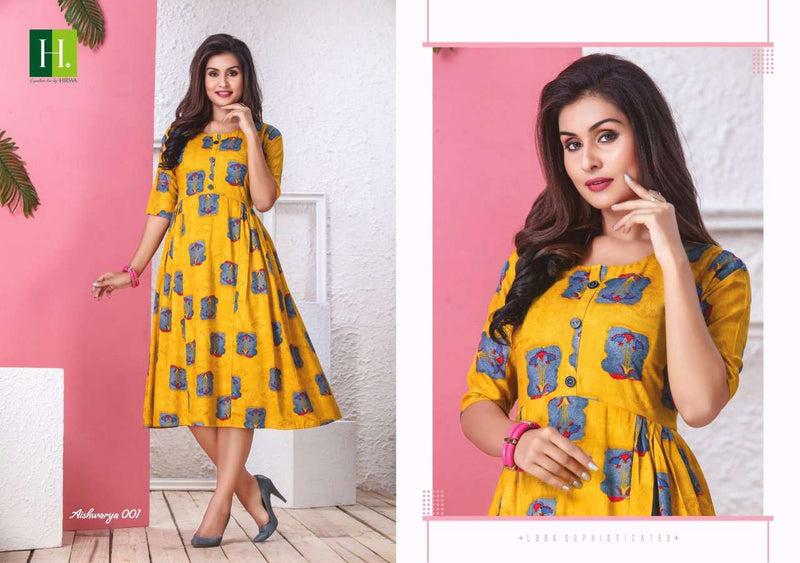 Hirwa Aishwarya Vol 2 Rayon Designer Regular Wear Readymade Kurtis