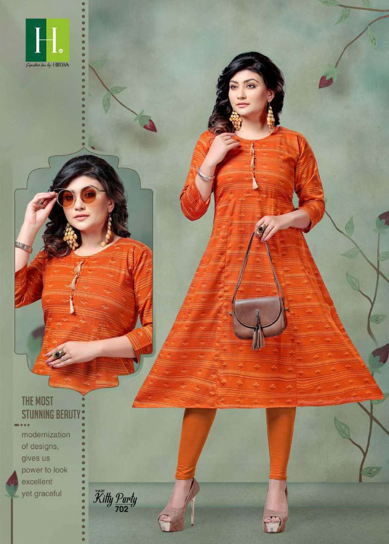 Hirwa H Dot Kitty Party Vol 7 Cambric Cotton Bandhani  Print Anarkali Style Kurtis