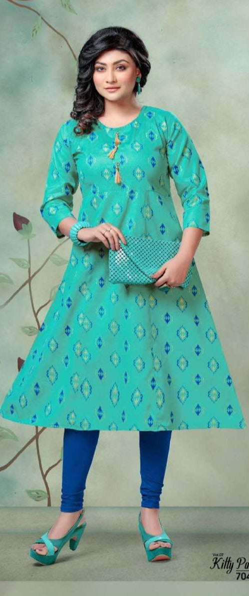 Hirwa H Dot Kitty Party Vol 7 Cambric Cotton Bandhani  Print Anarkali Style Kurtis