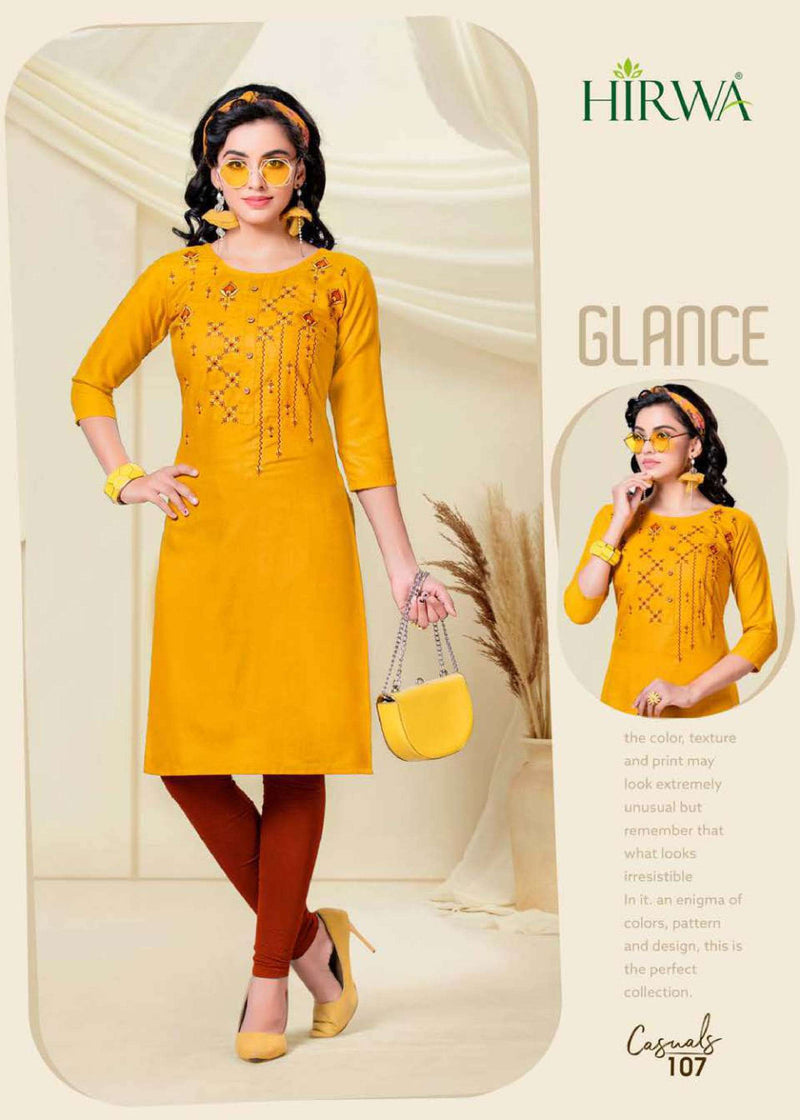 Hirwa Launch By Casuals Cotton With Embroidery Work Straight Fancy Long Exclusive Casual Wear Kurtis
