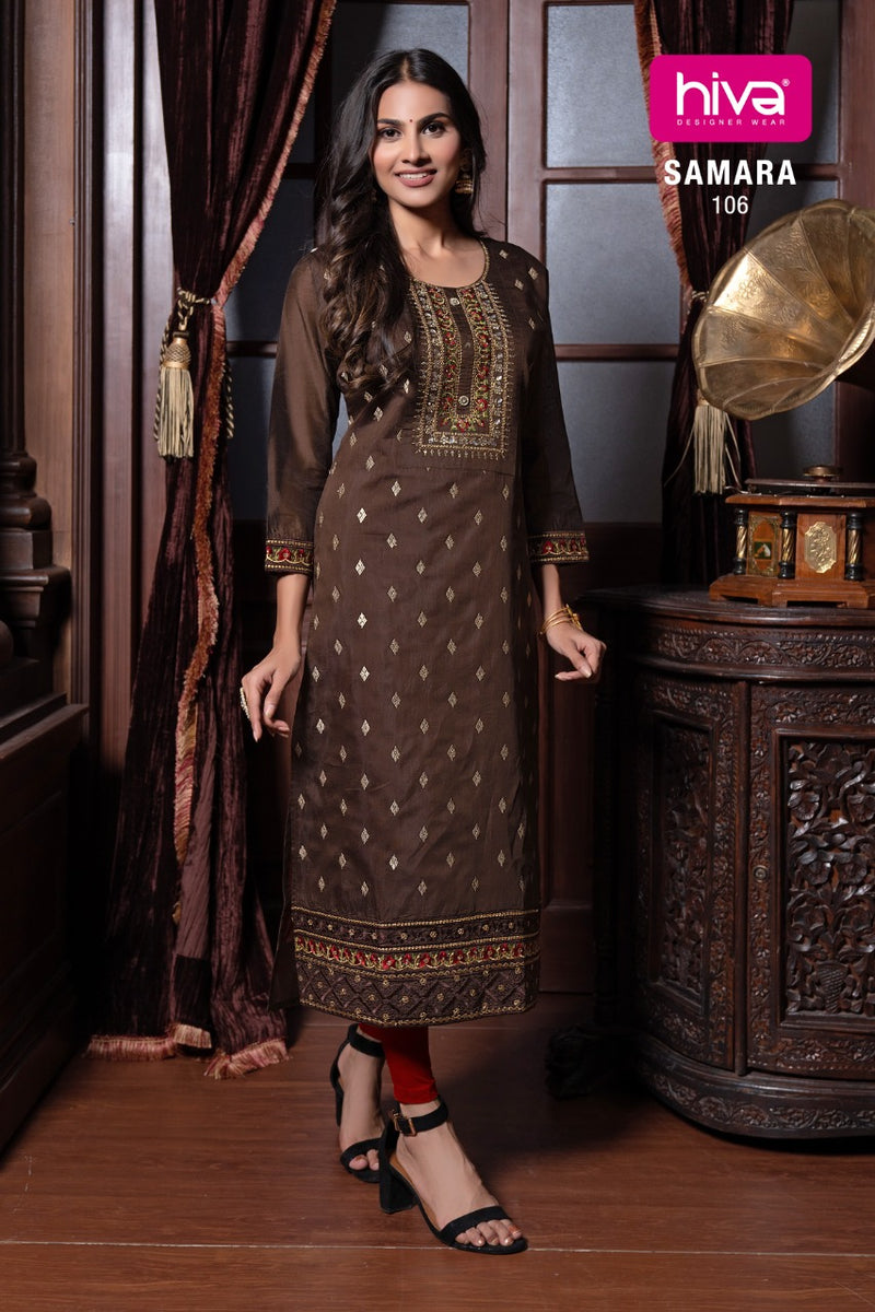 Hiva Designer Samara Kora Silk Designer Wear Kurti Collection