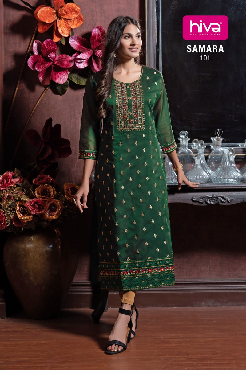 Hiva Designer Samara Kora Silk Designer Wear Kurti Collection