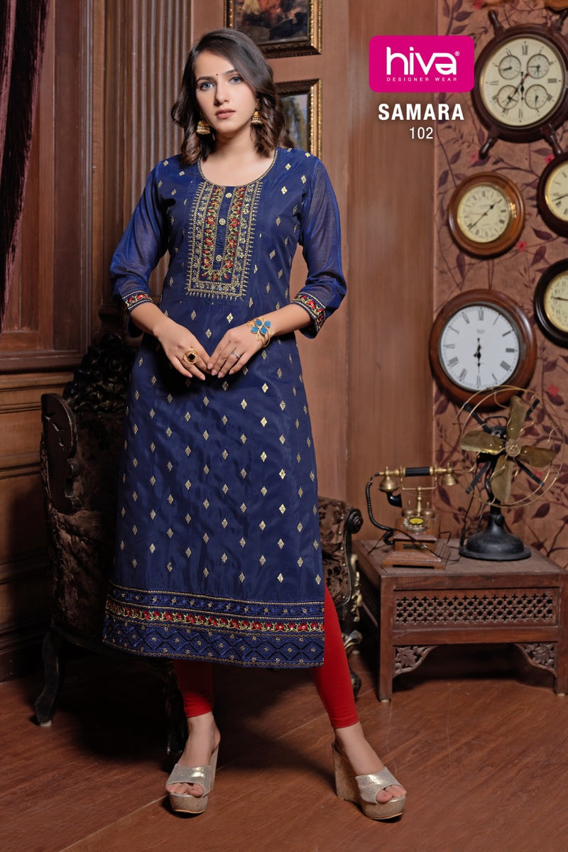 Hiva Designer Samara Kora Silk Designer Wear Kurti Collection