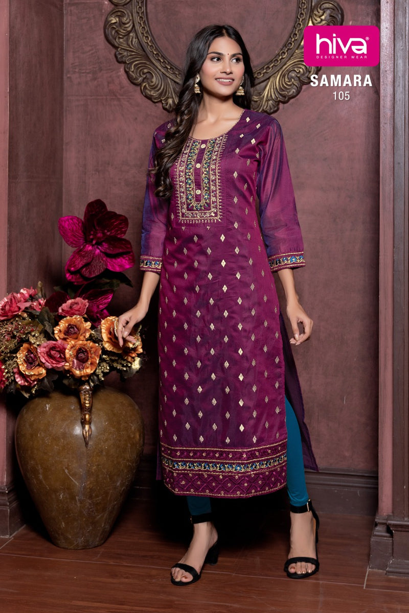 Hiva Designer Samara Kora Silk Designer Wear Kurti Collection