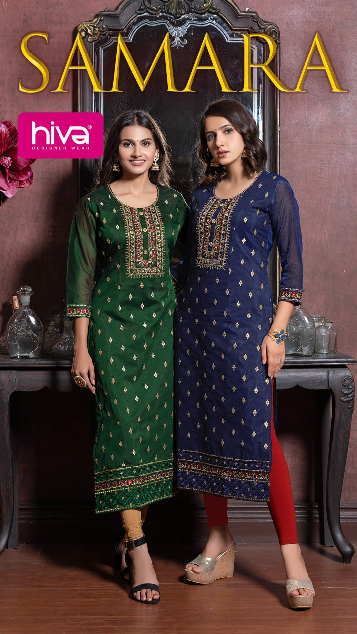 Hiva Designer Samara Kora Silk Designer Wear Kurti Collection