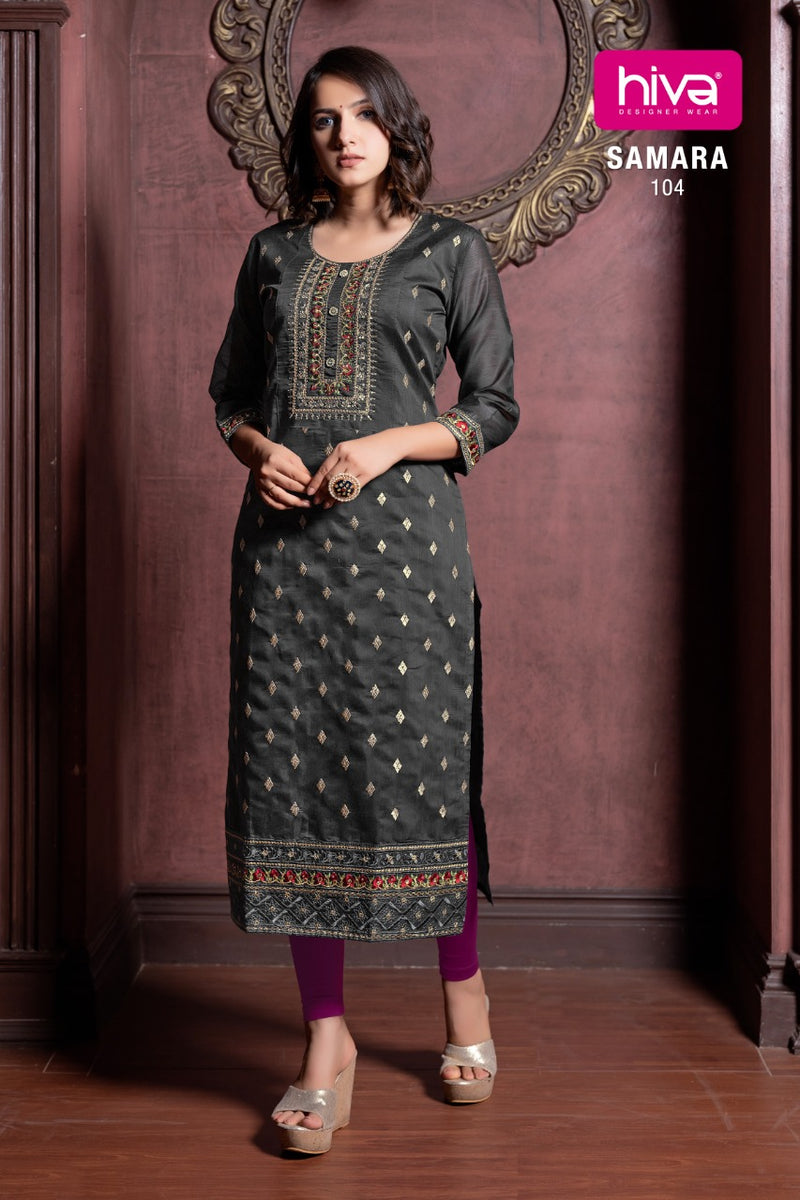 Hiva Designer Samara Kora Silk Designer Wear Kurti Collection