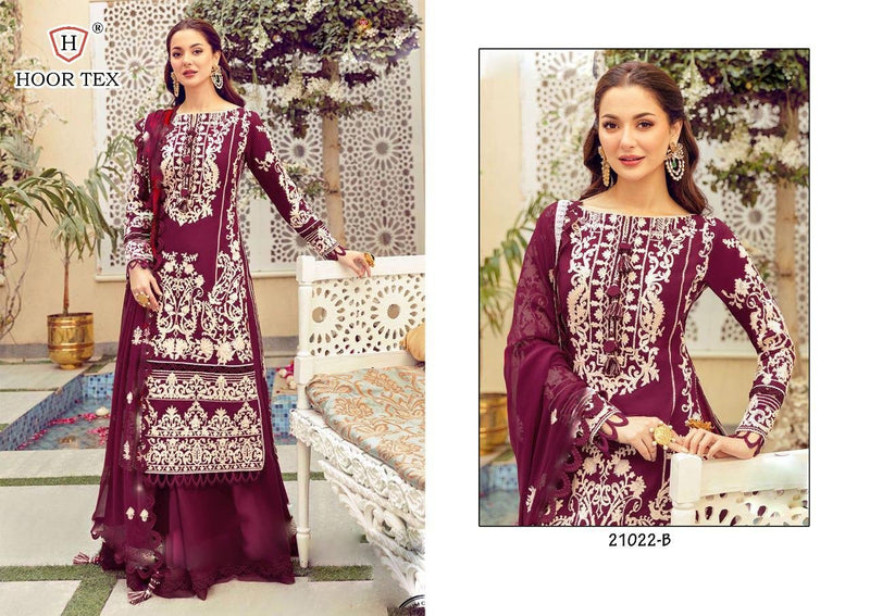 Hoor Tex 21022-A To 21022-B Pure Cotton With Heavy Embroidery Work Party Wear Pakistani  Salwar Suits