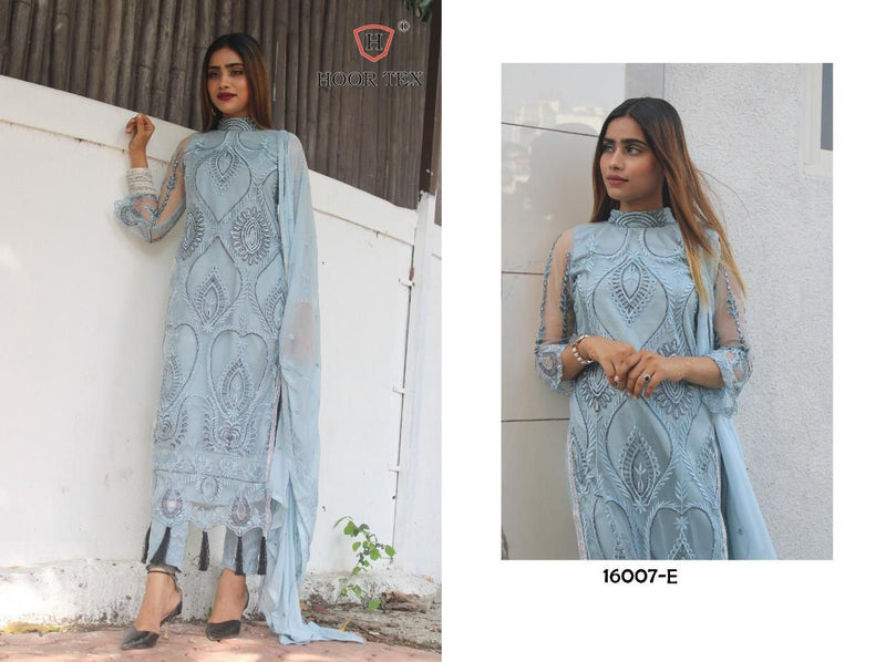 Hoor Tex Nafiya Colour Gold Vol 7 16007 Heavy Net Embroidered Work Pakistani Suit