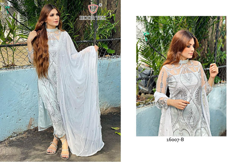 Hoor Tex Nafiya Colour Gold Vol 7 16007 Heavy Net Embroidered Work Pakistani Suit