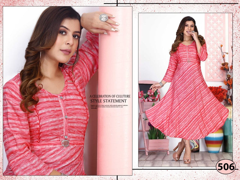 Riyaa Icy Vol 1 Rayon Fancy Printed Frock Style Party Wear Kurtis