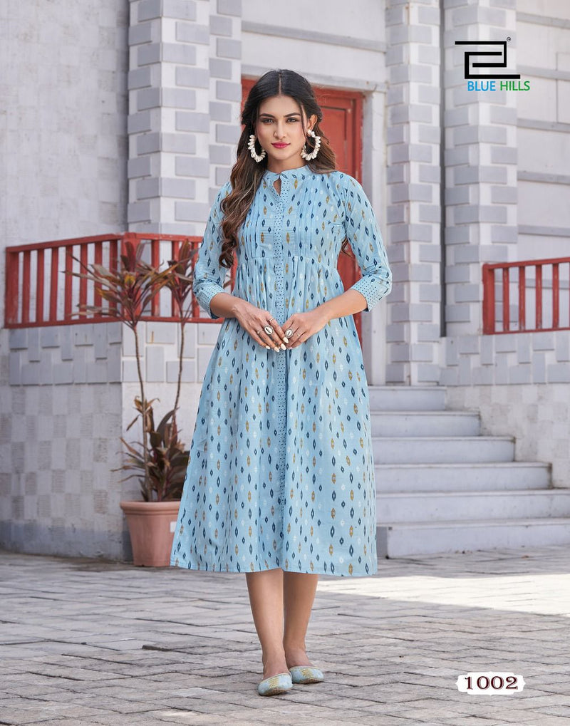 Blue Hills Ikki Cotton Vol 1 Cambric Cotton Fancy  Party Wear Kurtis With Ikkat Prints