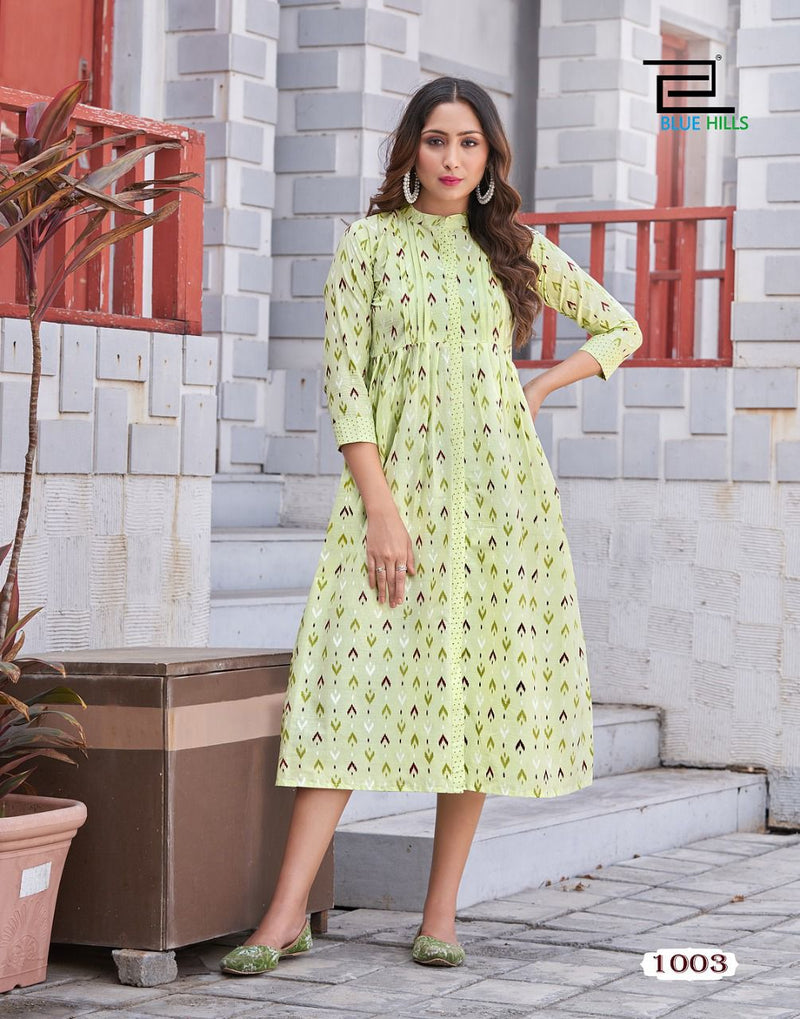 Blue Hills Ikki Cotton Vol 1 Cambric Cotton Fancy  Party Wear Kurtis With Ikkat Prints