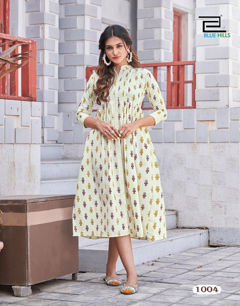 Blue Hills Ikki Cotton Vol 1 Cambric Cotton Fancy  Party Wear Kurtis With Ikkat Prints