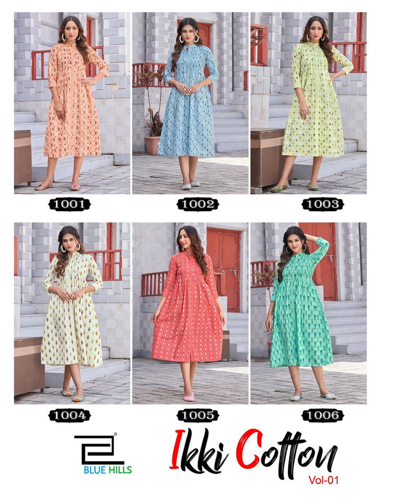 Blue Hills Ikki Cotton Vol 1 Cambric Cotton Fancy  Party Wear Kurtis With Ikkat Prints